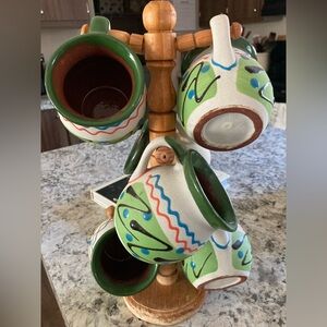 Colorful Hand-Painted Ceramic Mugs with tree set of 6